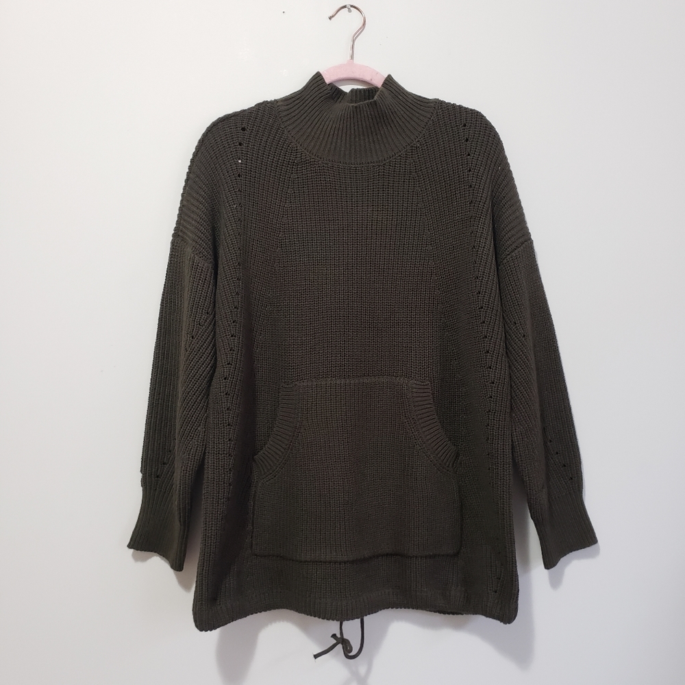 RDI oversized knit mock neck sweater with pocket